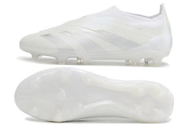 Adidas Predator Elite Laceless FG Football Boots - White/Silver