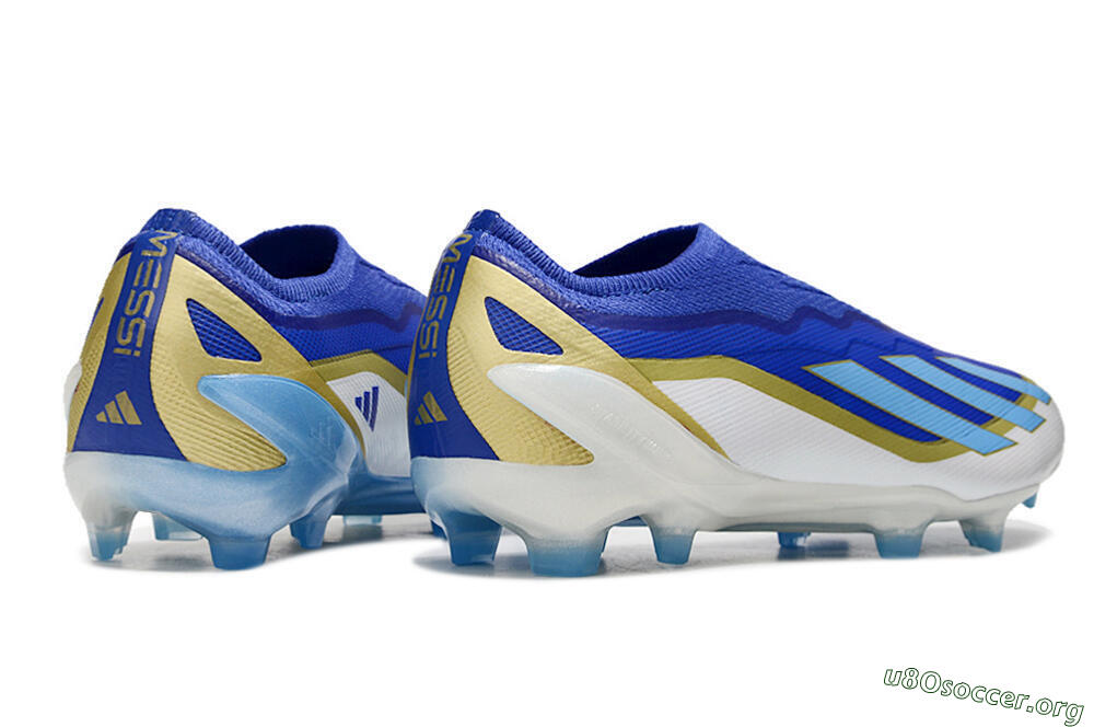 Adidas X Crazyfast.1 Laceless FG Football Boots - Blue/White/Gold 6