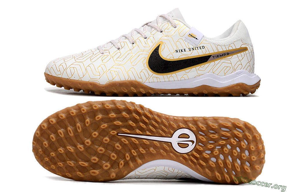Nike Tiempo Legend 10 Academy TF Football Shoes - White/Black/Gold 1