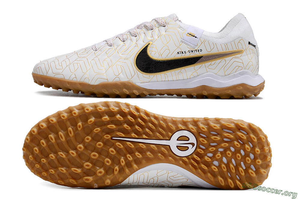 Nike Tiempo Legend 10 Pro TF Football Shoes - White/Gold/Black 1
