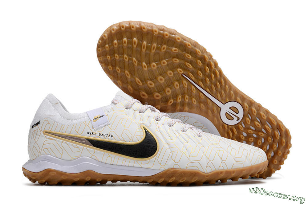 Nike Tiempo Legend 10 Pro TF Football Shoes - White/Gold/Black 2