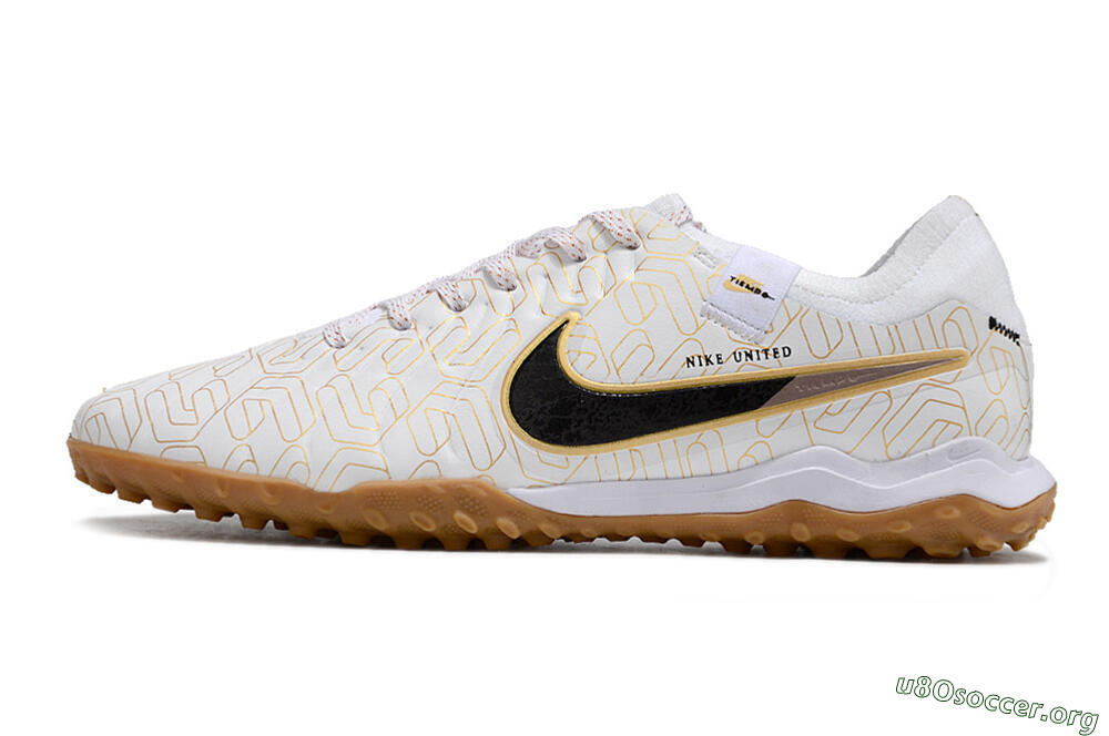 Nike Tiempo Legend 10 Pro TF Football Shoes - White/Gold/Black 3