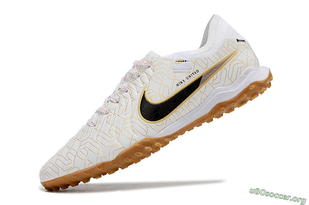 Nike Tiempo Legend 10 Pro TF Football Shoes - White/Gold/Black 5