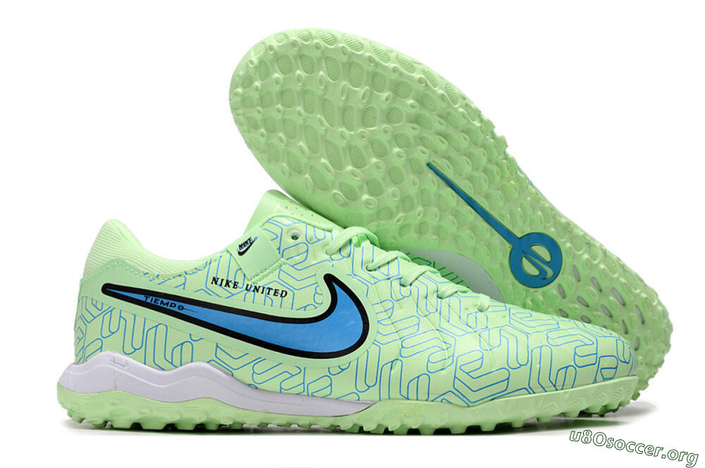 Nike Tiempo Legend 10 Pro TF Football Shoes - Green/Blue/White 2