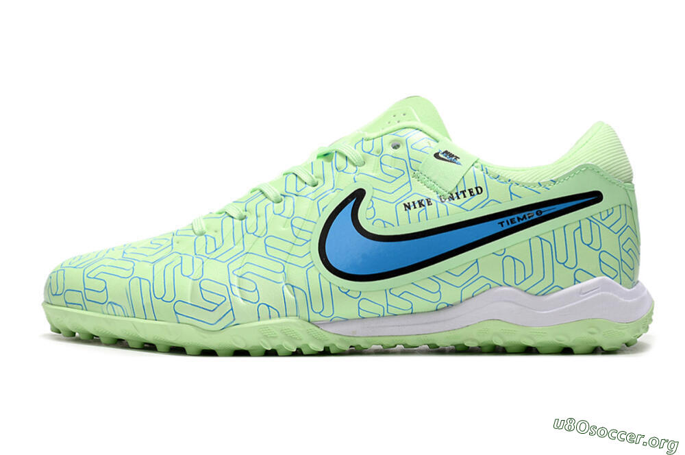 Nike Tiempo Legend 10 Pro TF Football Shoes - Green/Blue/White 3