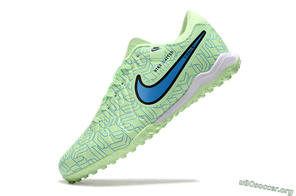 Nike Tiempo Legend 10 Pro TF Football Shoes - Green/Blue/White 5