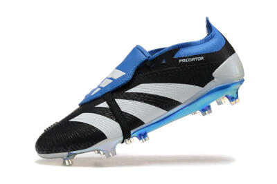 Adidas Predator Elite Foldover Tongue FG Football Boots - Black/White/Blue