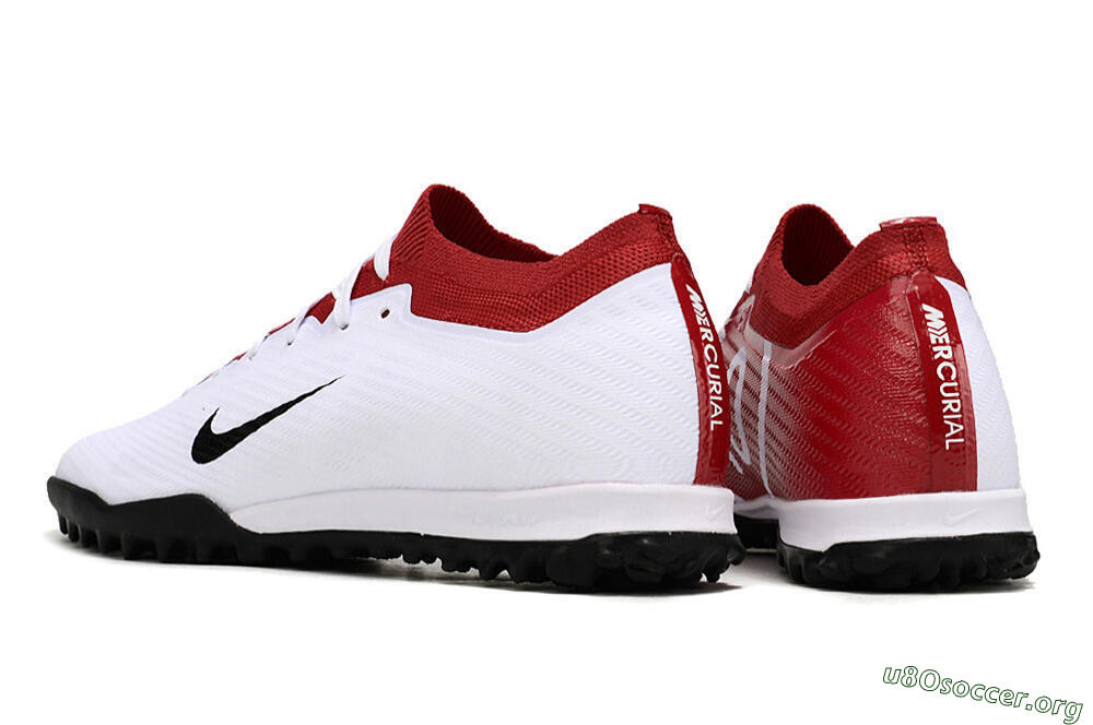 Nike Air Zoom Mercurial Vapor 15 Elite TF Football Shoes - White/Black/Red 4