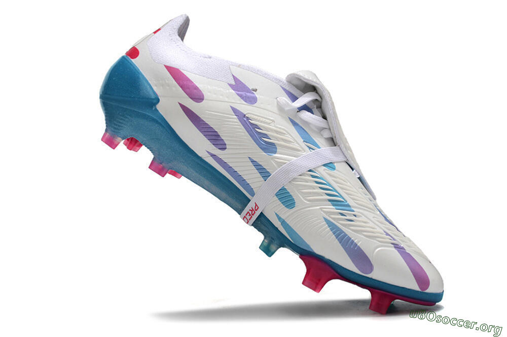 Adidas Predator Elite Foldover Tongue FG Football Boots - White/Blue/Pink 4