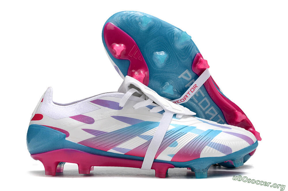 Adidas Predator Elite Foldover Tongue FG Football Boots - White/Blue/Pink 2