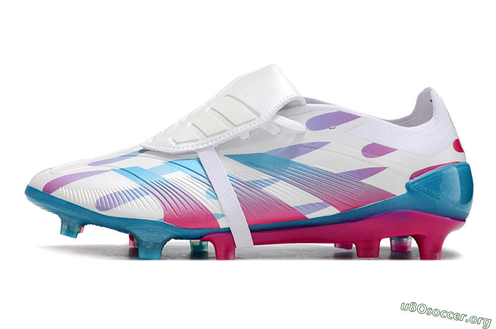 Adidas Predator Elite Foldover Tongue FG Football Boots - White/Blue/Pink 3