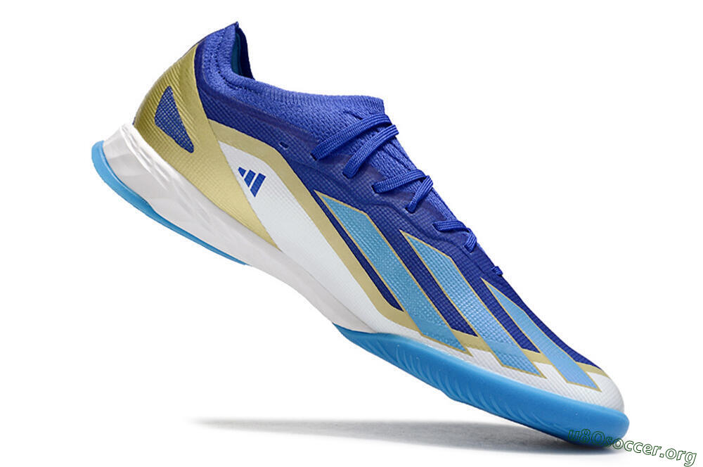 Adidas X Crazyfast.1 Messi IC Football Shoes - Blue/Jade/Gold/White 4