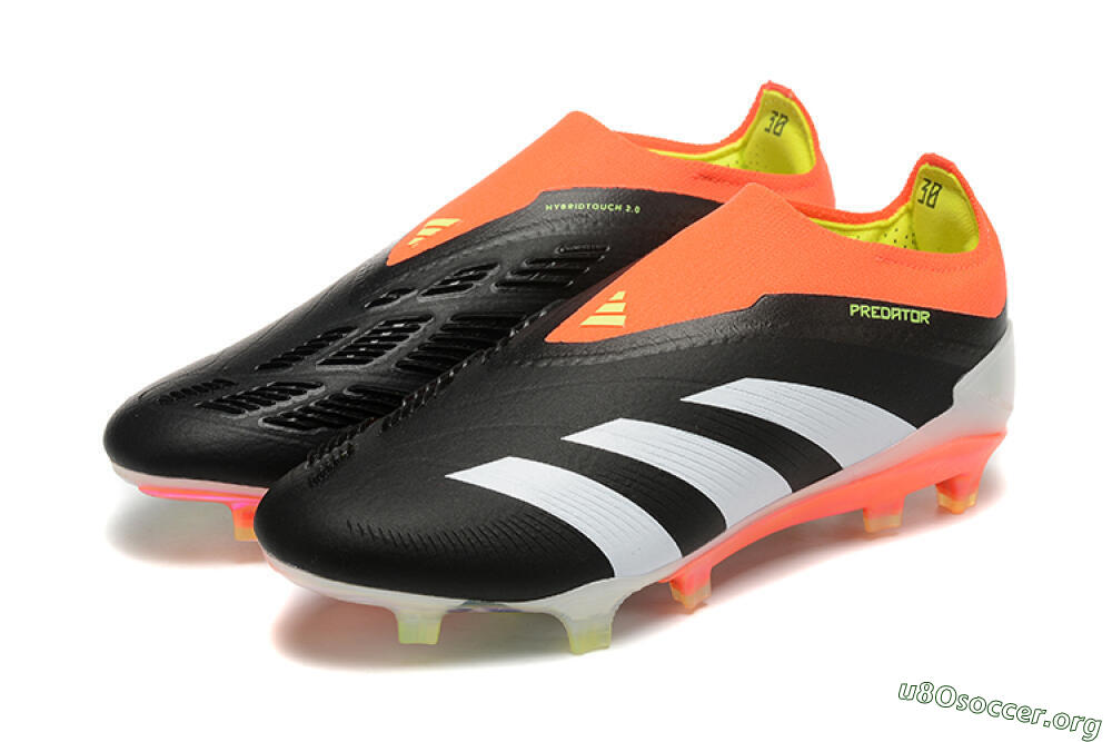Adidas Predator Accuracy+ Laceless FG Football Boots - Black/White/Orange 4