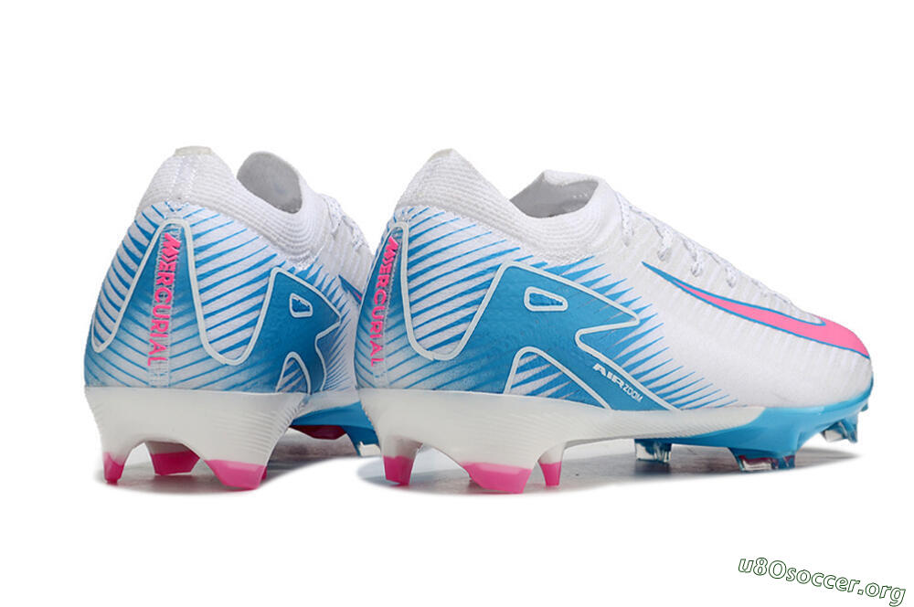 Nike Air Zoom Mercurial Vapor 16 Elite FG Football Boots - White/Pink/Blue 6