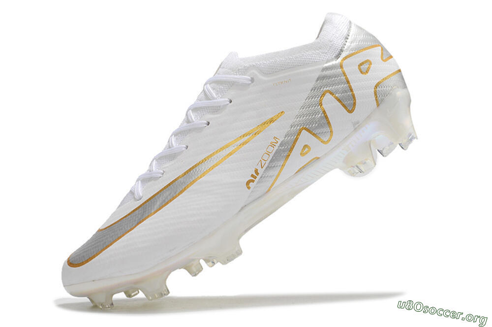 Nike Air Zoom Mercurial Vapor 15 Elite FG Football Boots - White/Silver/Gold 5