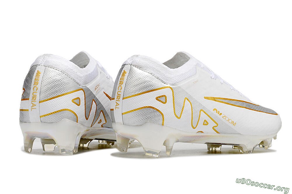 Nike Air Zoom Mercurial Vapor 15 Elite FG Football Boots - White/Silver/Gold 6
