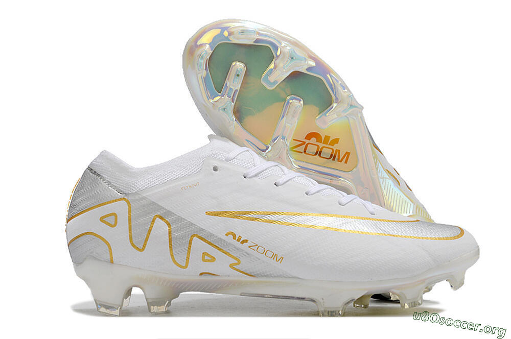 Nike Air Zoom Mercurial Vapor 15 Elite FG Football Boots - White/Silver/Gold 2