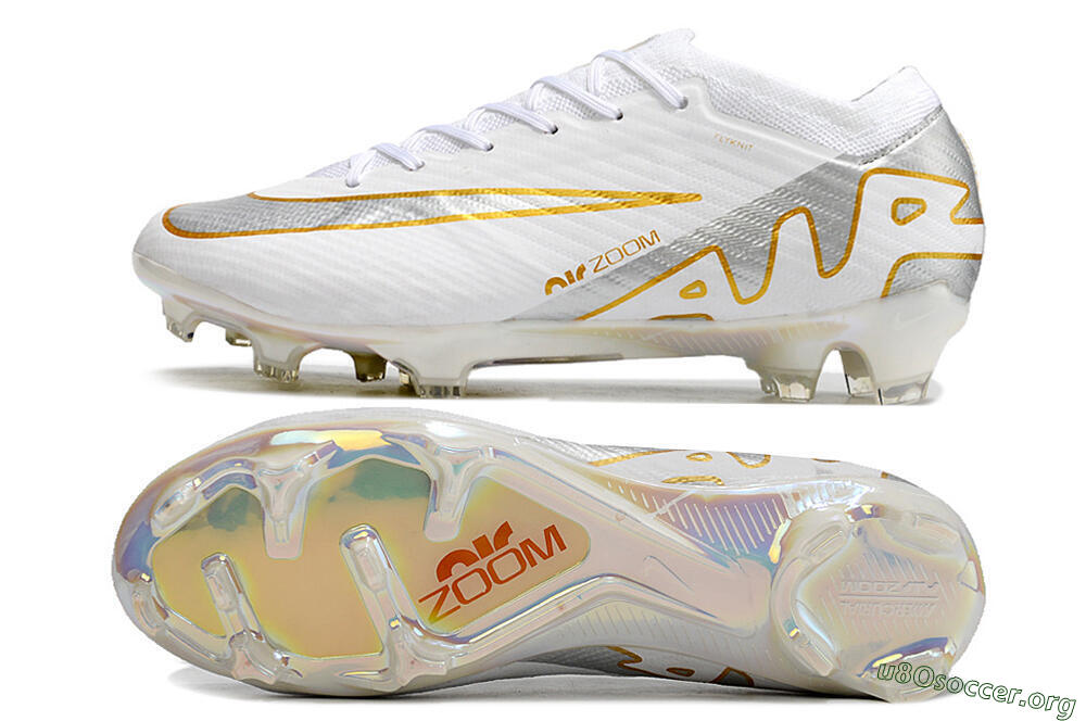 Nike Air Zoom Mercurial Vapor 15 Elite FG Football Boots - White/Silver/Gold 1