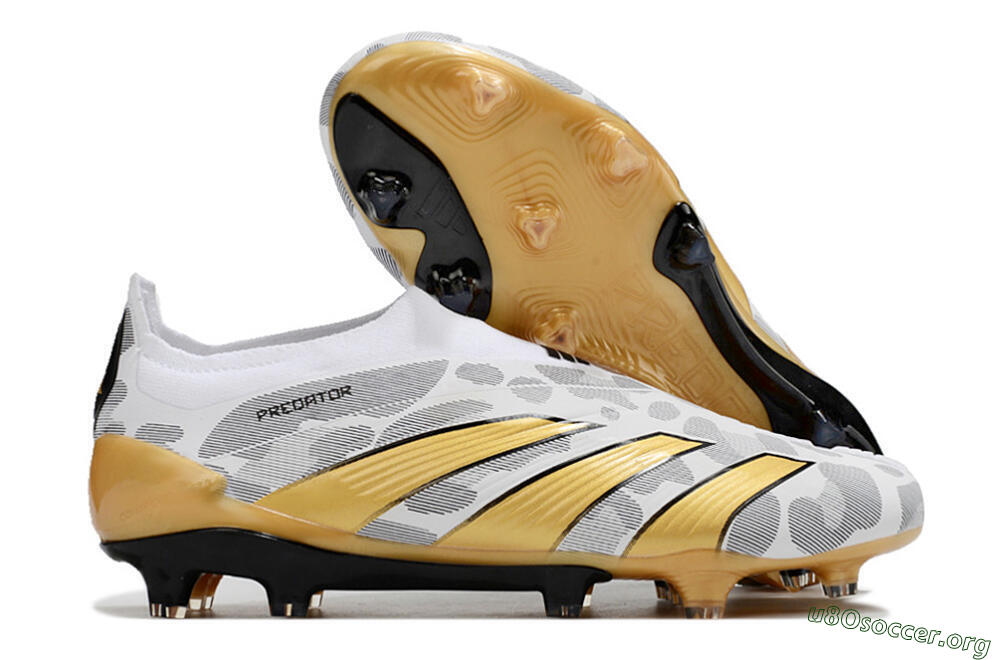Adidas Predator Accuracy+ Laceless FG Football Boots - White/Grey/Gold 2