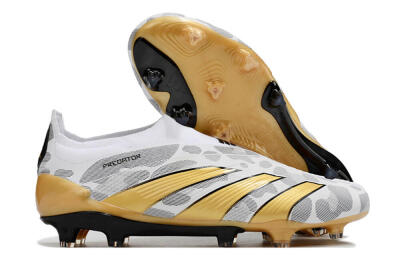 Adidas Predator Accuracy+ Laceless FG Football Boots - White/Grey/Gold