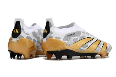 Adidas Predator Accuracy+ Laceless FG Football Boots - White/Grey/Gold