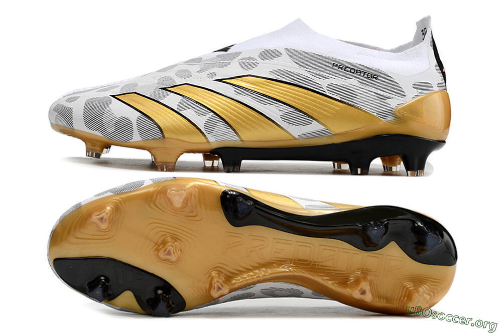 Adidas Predator Accuracy+ Laceless FG Football Boots - White/Grey/Gold 1
