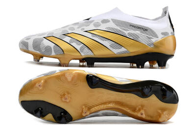 Adidas Predator Accuracy+ Laceless FG Football Boots - White/Grey/Gold