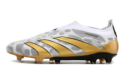 Adidas Predator Accuracy+ Laceless FG Football Boots - White/Grey/Gold