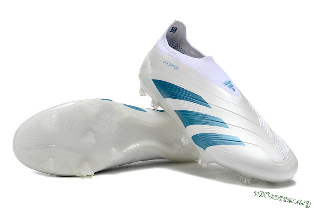 Adidas Predator Accuracy+ Laceless FG Football Boots - White/Blue 0
