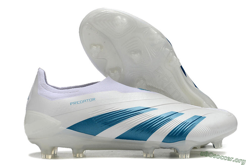 Adidas Predator Accuracy+ Laceless FG Football Boots - White/Blue 2