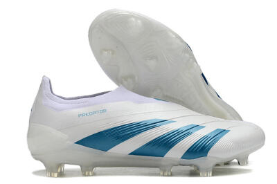 Adidas Predator Accuracy+ Laceless FG Football Boots - White/Blue