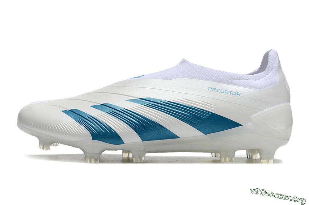 Adidas Predator Accuracy+ Laceless FG Football Boots - White/Blue 3
