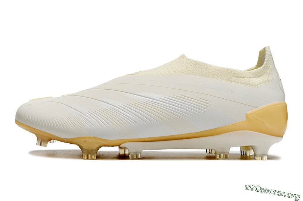 Adidas Predator Accuracy+ Laceless FG Football Boots - White/Beige 3