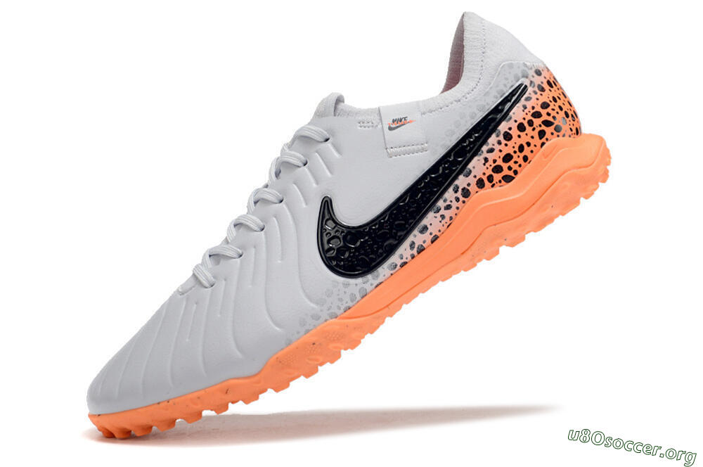 Nike Tiempo Legend 10 Pro TF Football Shoes - White/Black/Orange 5