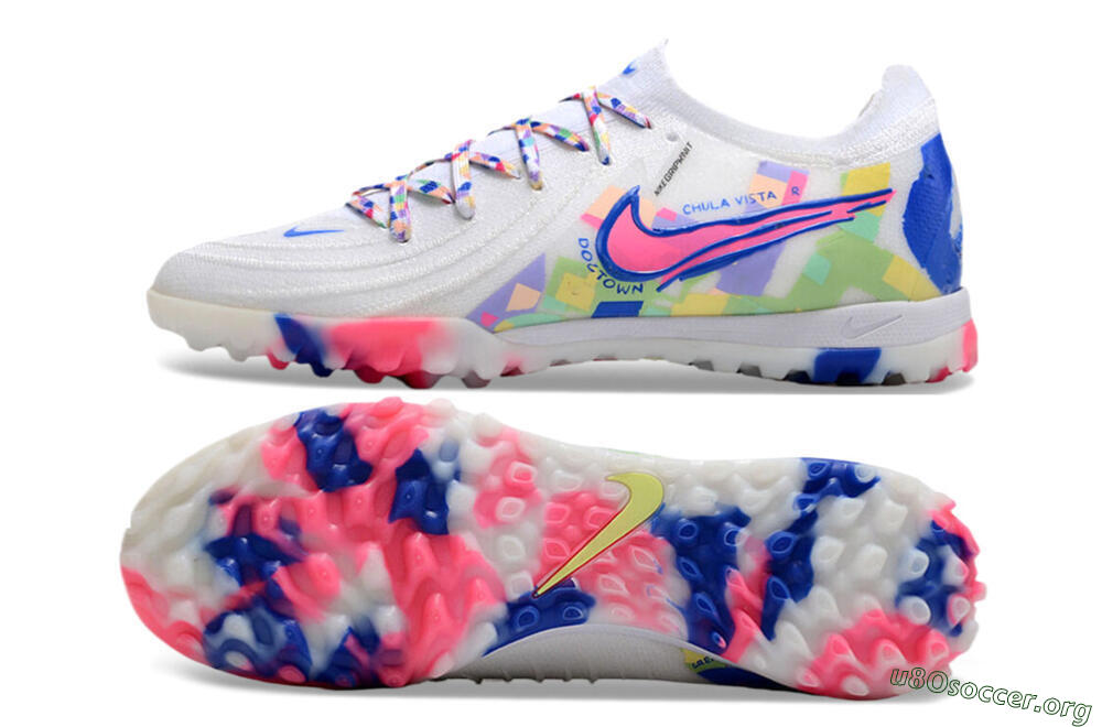 Nike Phantom GX 2 Elite TF Football Shoes - White/Blue/Pink/Yellow 1