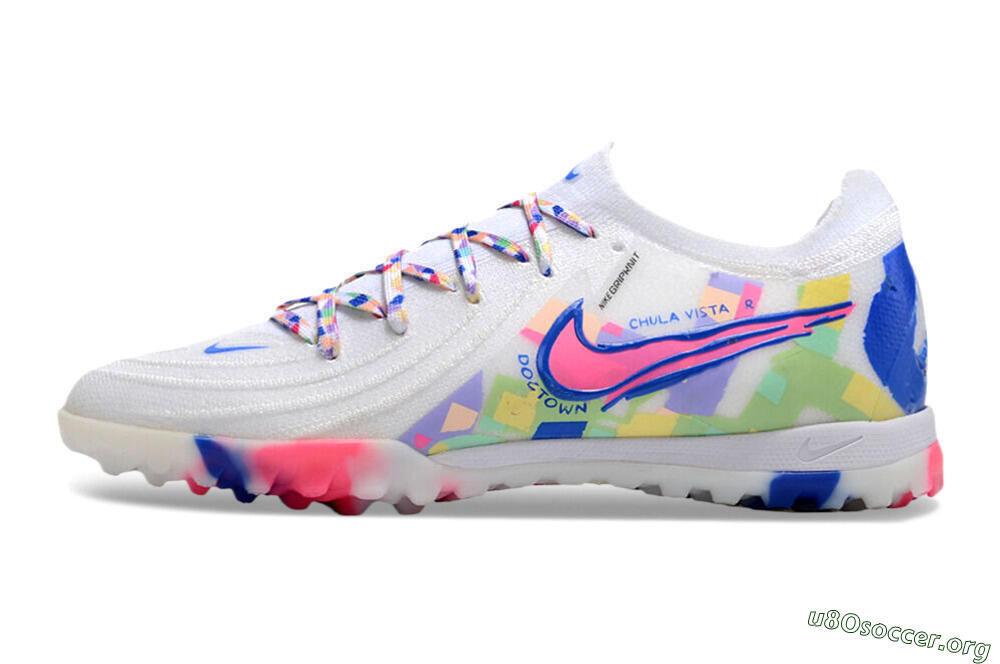 Nike Phantom GX 2 Elite TF Football Shoes - White/Blue/Pink/Yellow 3