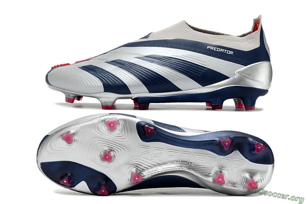 Adidas Predator Accuracy+ Laceless FG Football Boots - Silver/Blue/Red 1