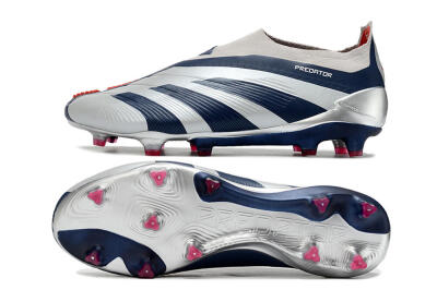 Adidas Predator Accuracy+ Laceless FG Football Boots - Silver/Blue/Red