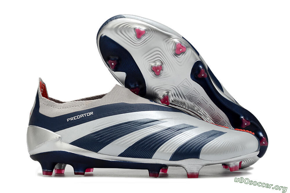 Adidas Predator Accuracy+ Laceless FG Football Boots - Silver/Blue/Red 2
