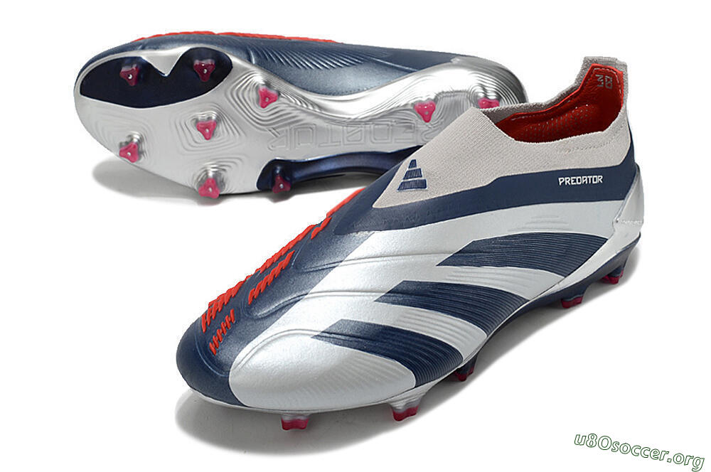 Adidas Predator Accuracy+ Laceless FG Football Boots - Silver/Blue/Red 0