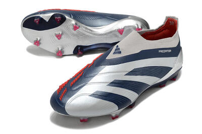 Adidas Predator Accuracy+ Laceless FG Football Boots - Silver/Blue/Red