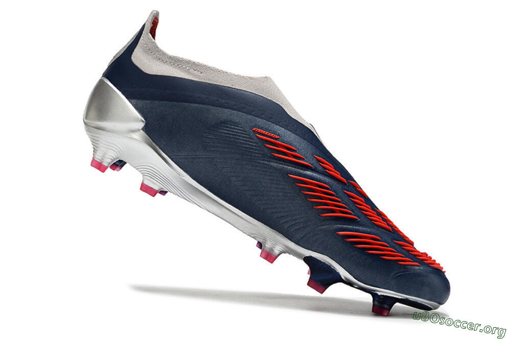 Adidas Predator Accuracy+ Laceless FG Football Boots - Silver/Blue/Red 4