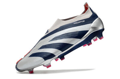 Adidas Predator Accuracy+ Laceless FG Football Boots - Silver/Blue/Red
