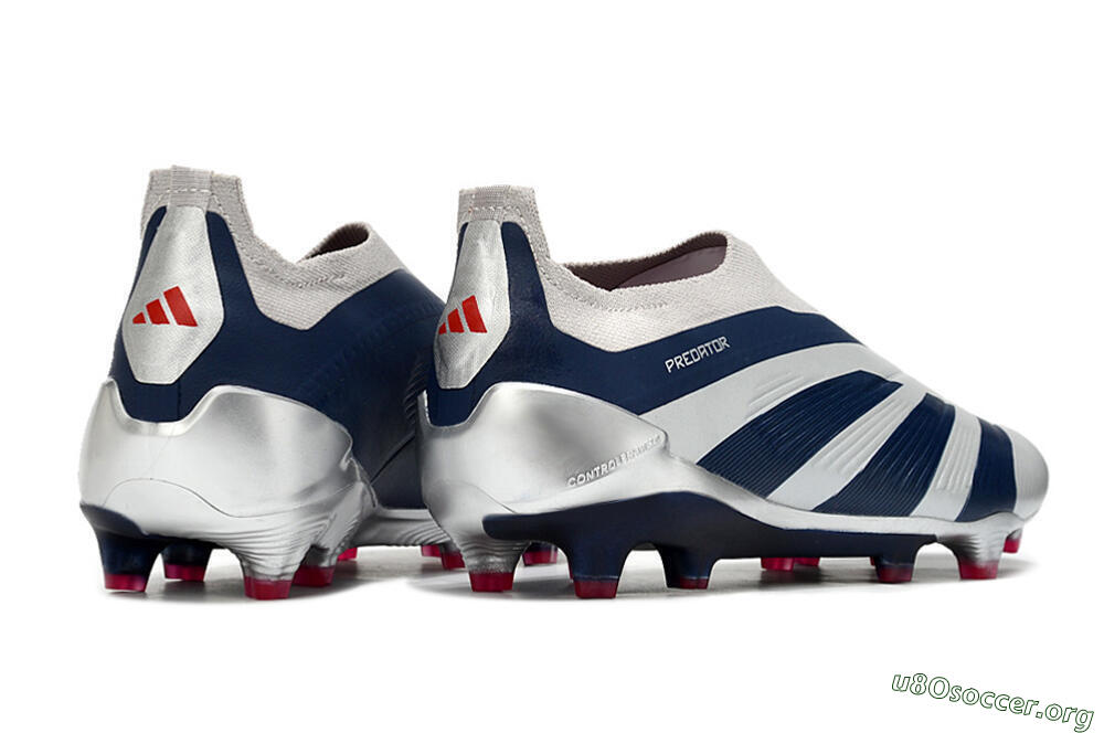 Adidas Predator Accuracy+ Laceless FG Football Boots - Silver/Blue/Red 6