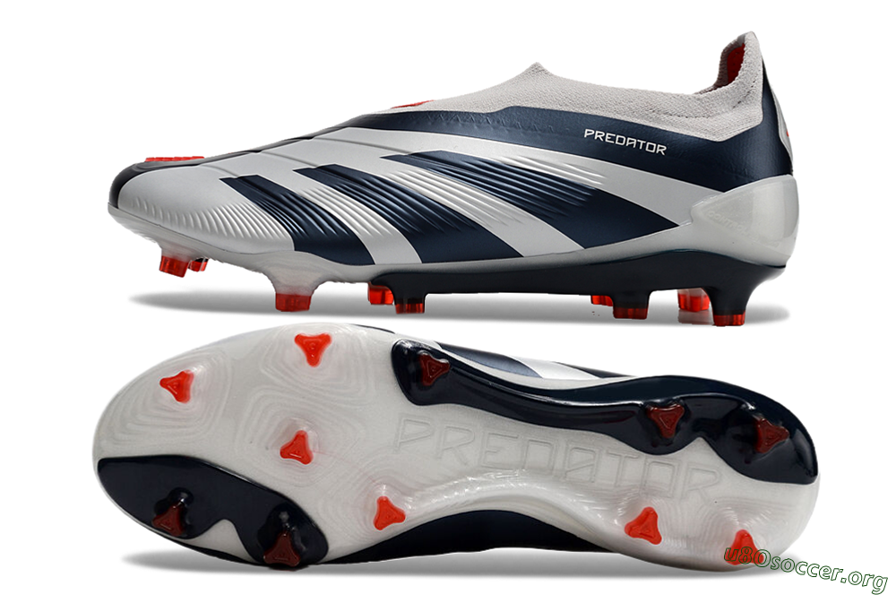Adidas Predator Accuracy+ Laceless FG Football Boots - Silver/Blue/Red 1