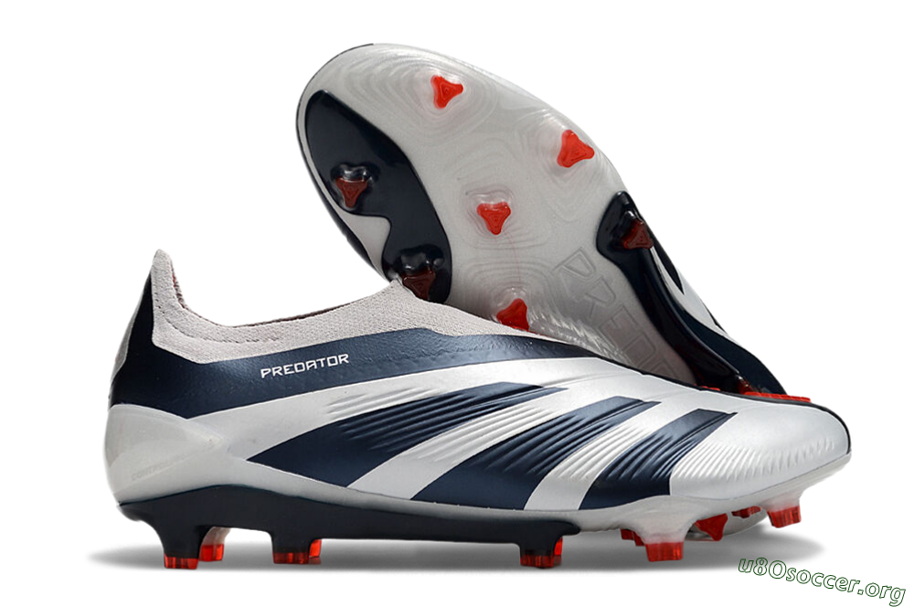 Adidas Predator Accuracy+ Laceless FG Football Boots - Silver/Blue/Red 2
