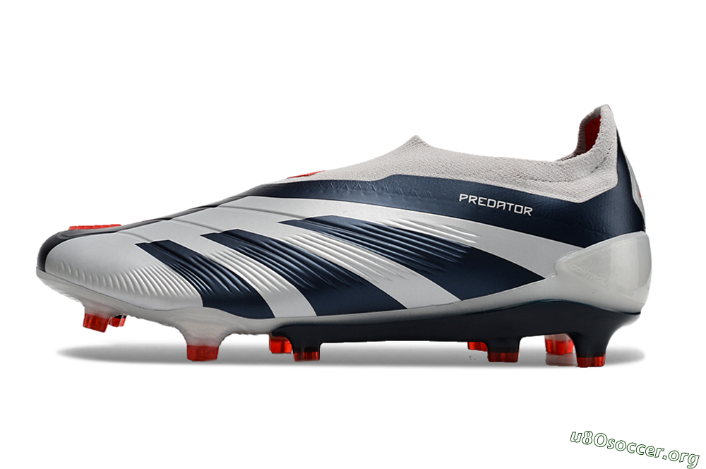 Adidas Predator Accuracy+ Laceless FG Football Boots - Silver/Blue/Red 3