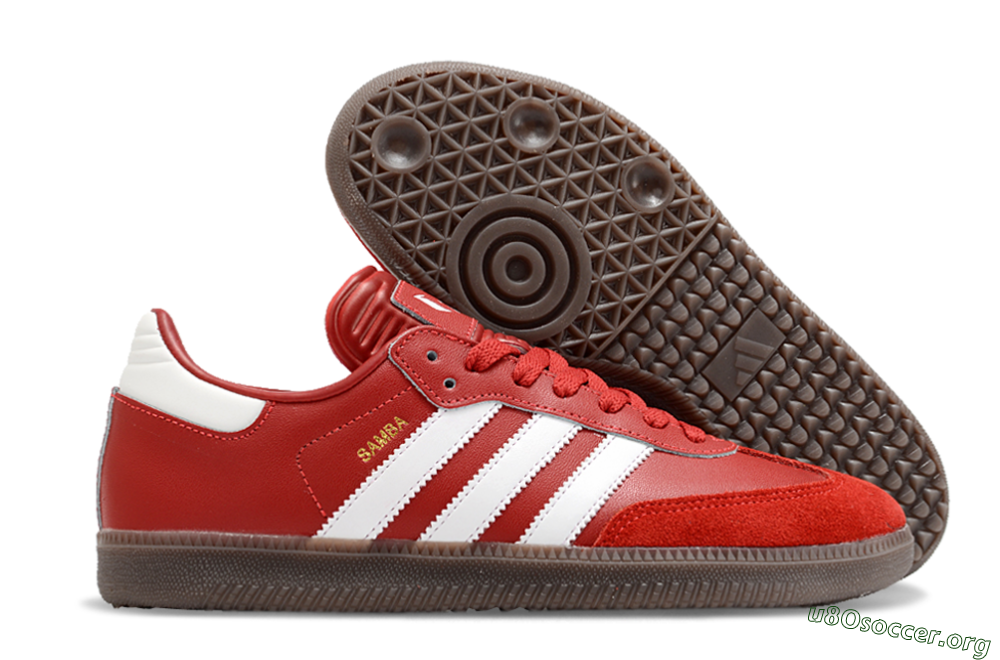 Adidas Samba Messi Indoor TF Football Shoes - Red/White/Brown 2