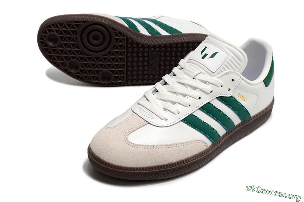 Adidas Samba Messi Indoor TF Football Shoes - Grey/White/Green 0
