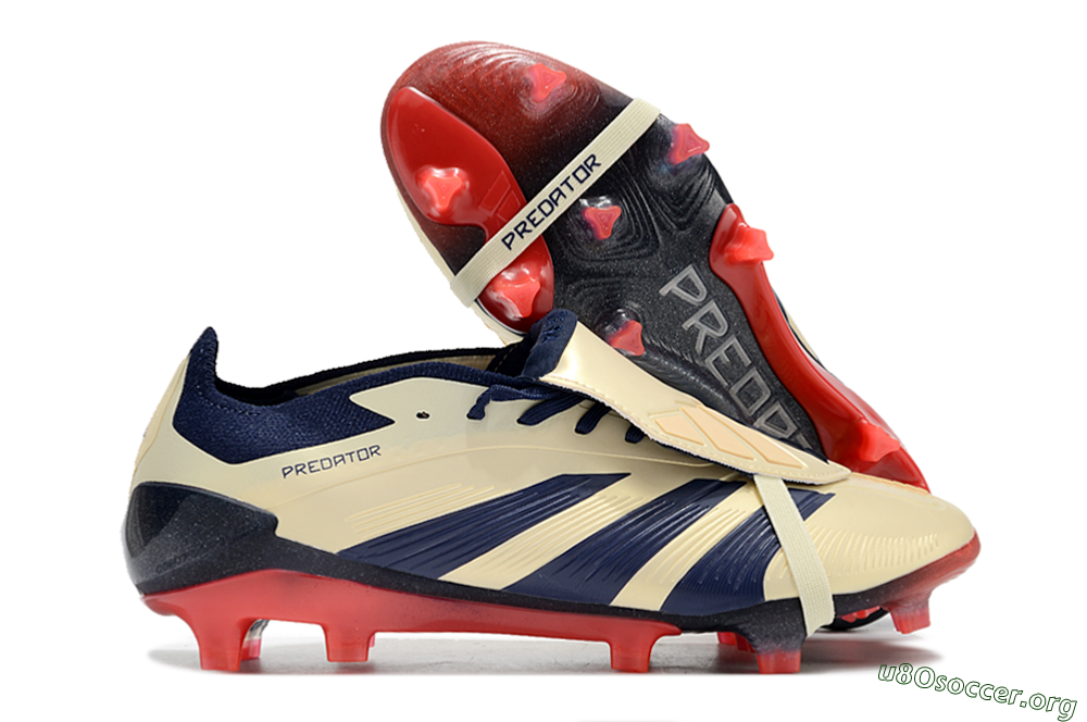 Adidas Predator Elite Foldover Tongue FG Football Boots - Beige/Blue/Black 2